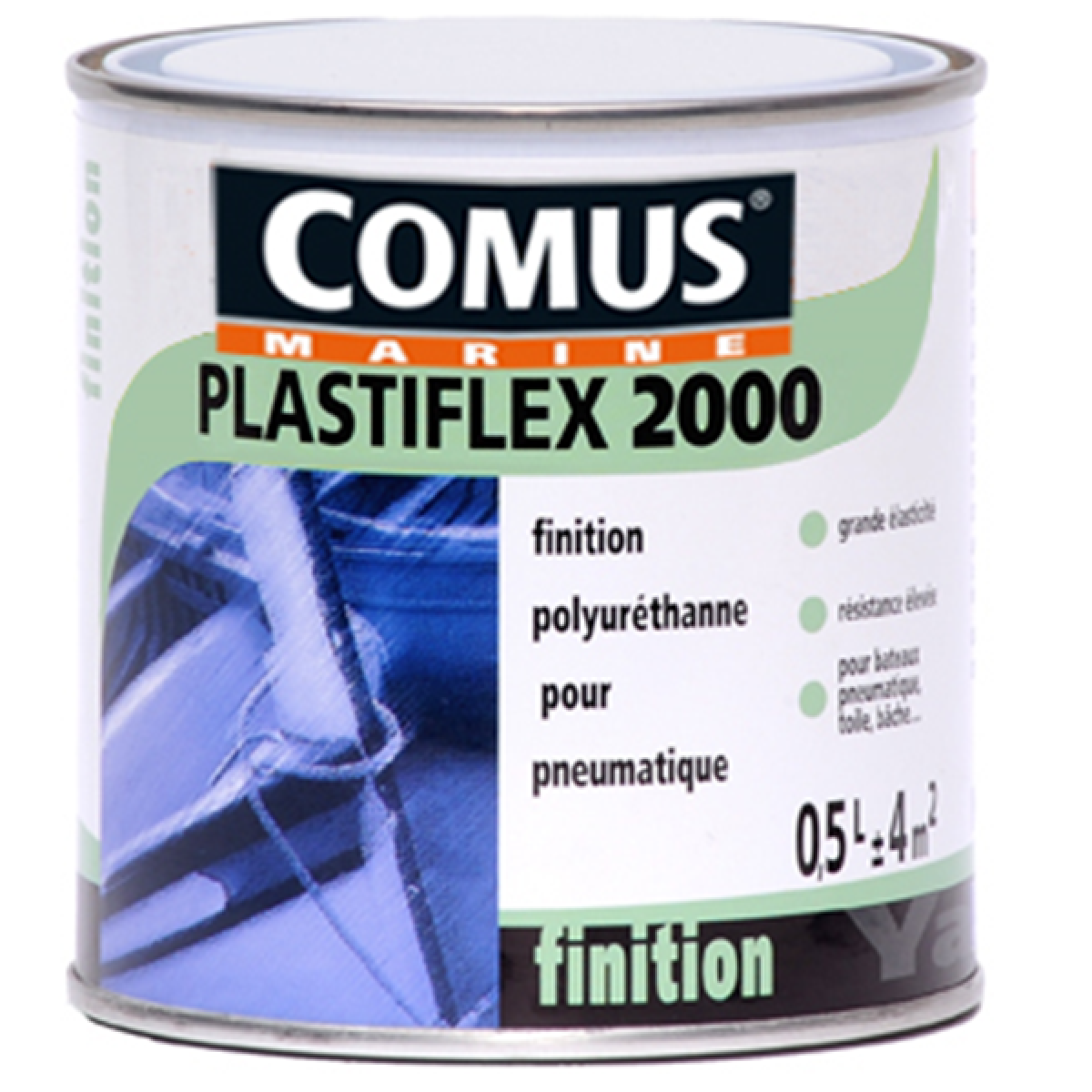 Comus - PLASTIFLEX 2000 NOIR 0,5L - Finition pour Pneumatiques 100% polyuréthanes - COMUS MARINE - Peinture extérieure