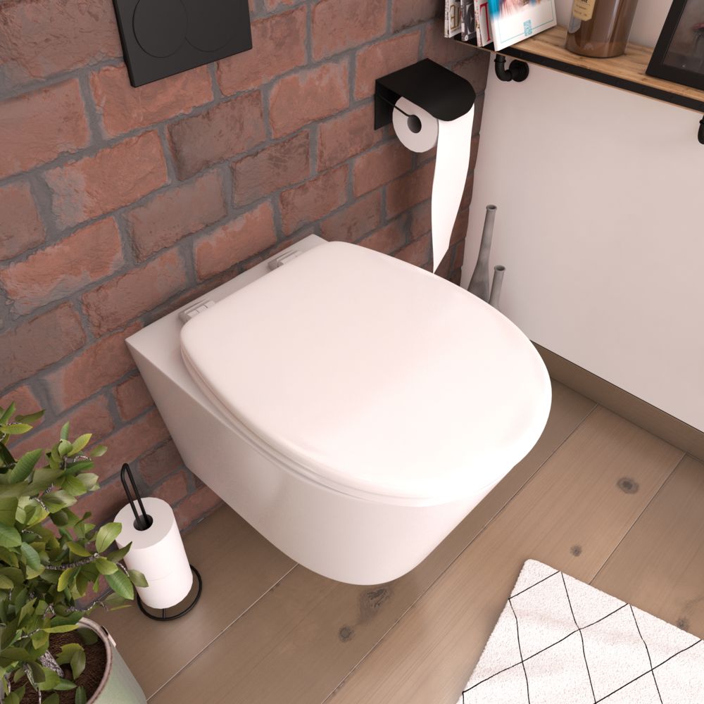 Galedo - Abattant pour WC blanc - en plastique et charnières en plastique - SIMPLE WHITE - Abattant WC