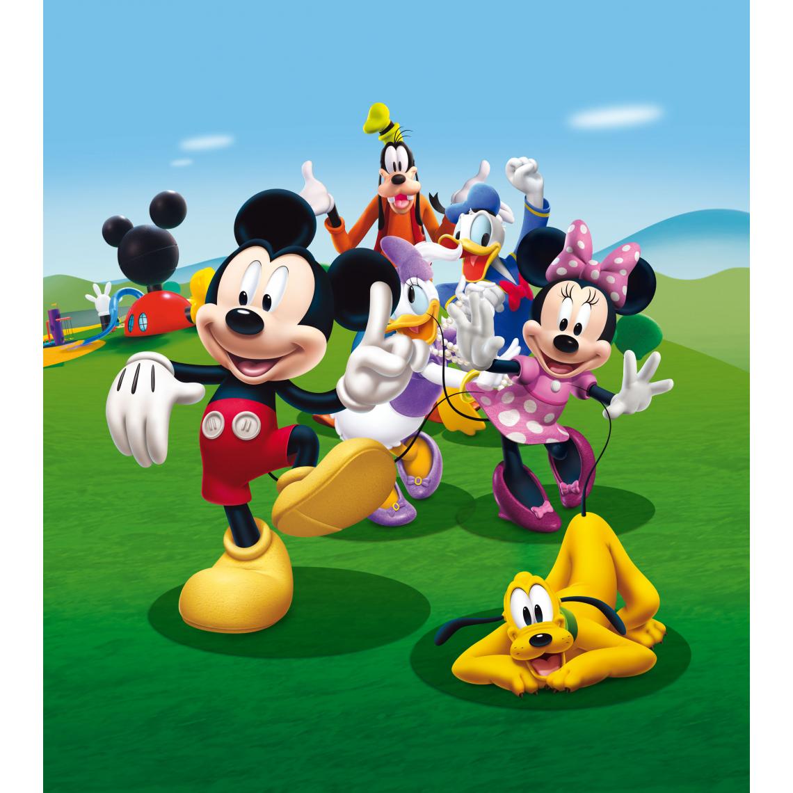 Disney Montres - Disney papier peint panoramique Mickey Mouse vert, bleu et jaune - 600617 - 180 x 202 cm - Papier peint