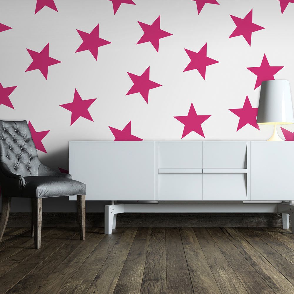 Bimago - Papier peint - Pink Star - Décoration, image, art | Fonds et Dessins | Géométrique | - Papier peint