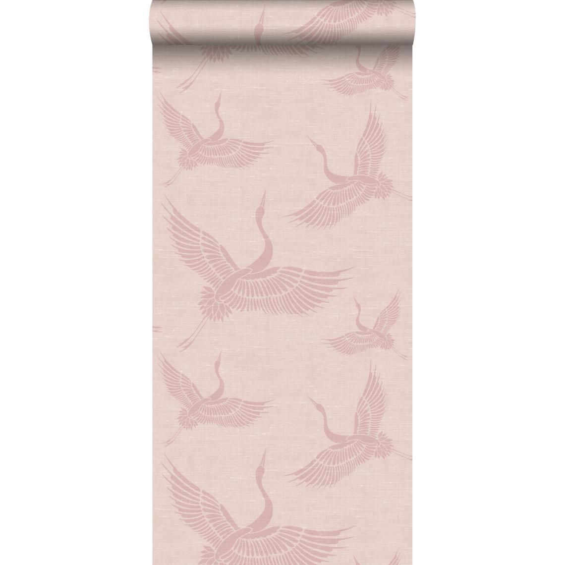 Origin - Origin papier peint oiseaux de grue vieux rose - 347757 - 0.53 x 10.05 m - Papier peint