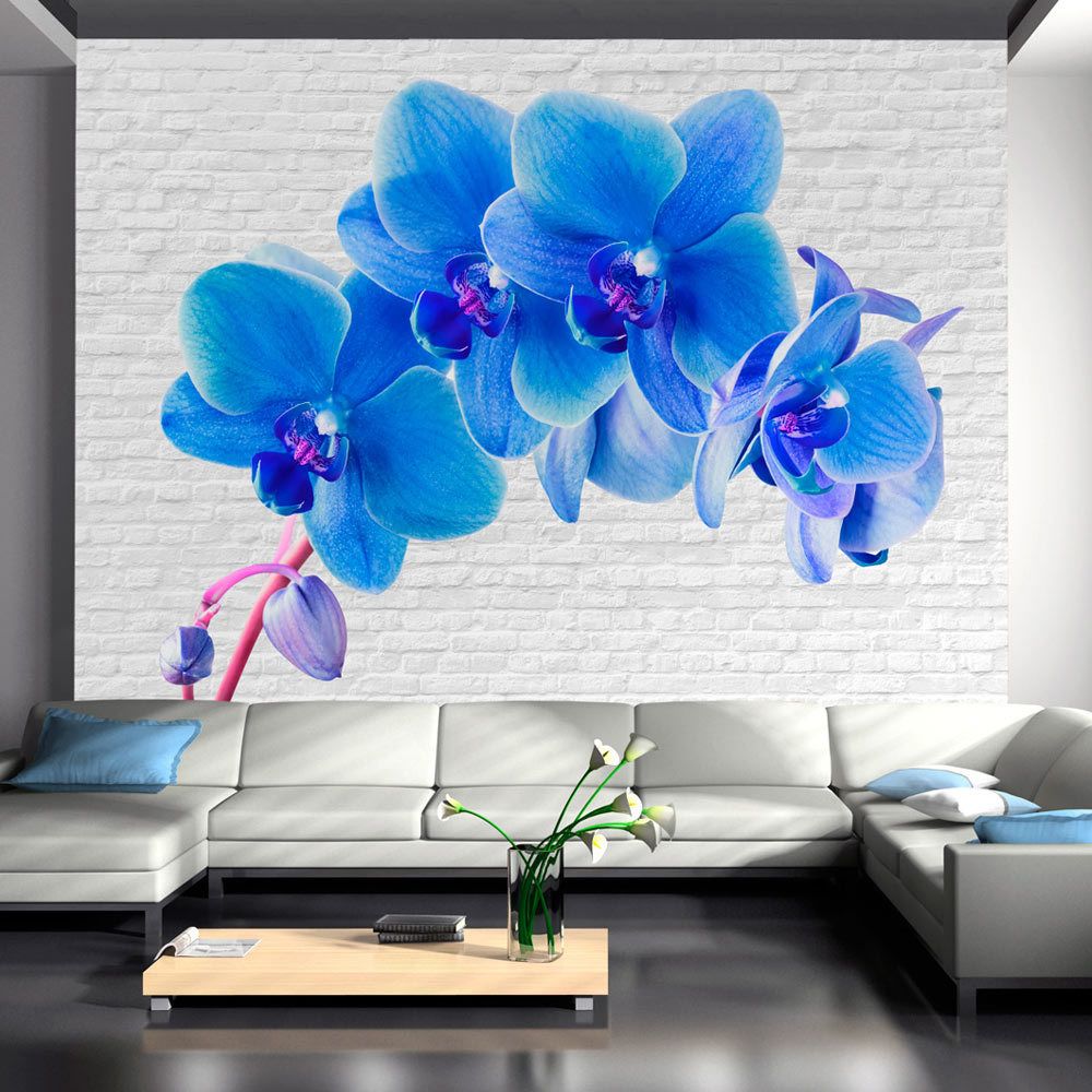 marque generique - 350x245 Papier peint Orchidées Fleurs Moderne Blue excitation - Papier peint