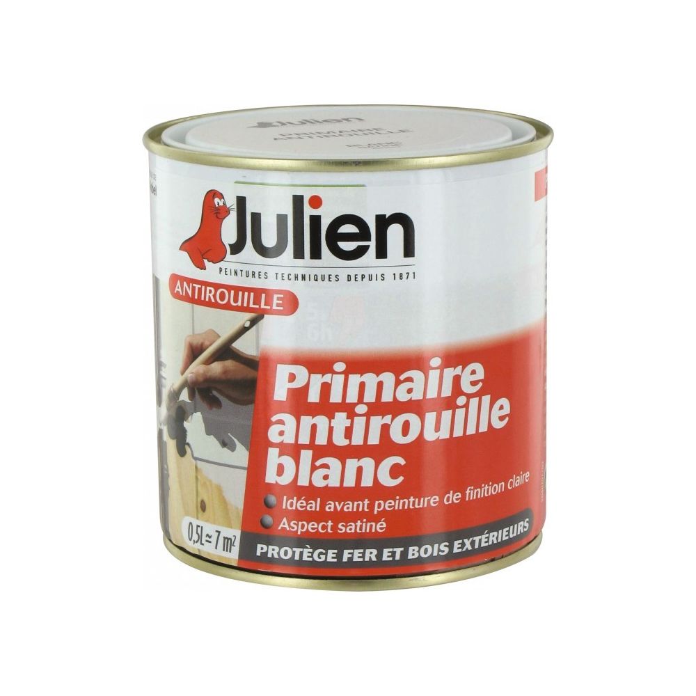 Julien - Primaire Antirouille - Blanc - 500 ml - JULIEN - Produit préparation avant pose
