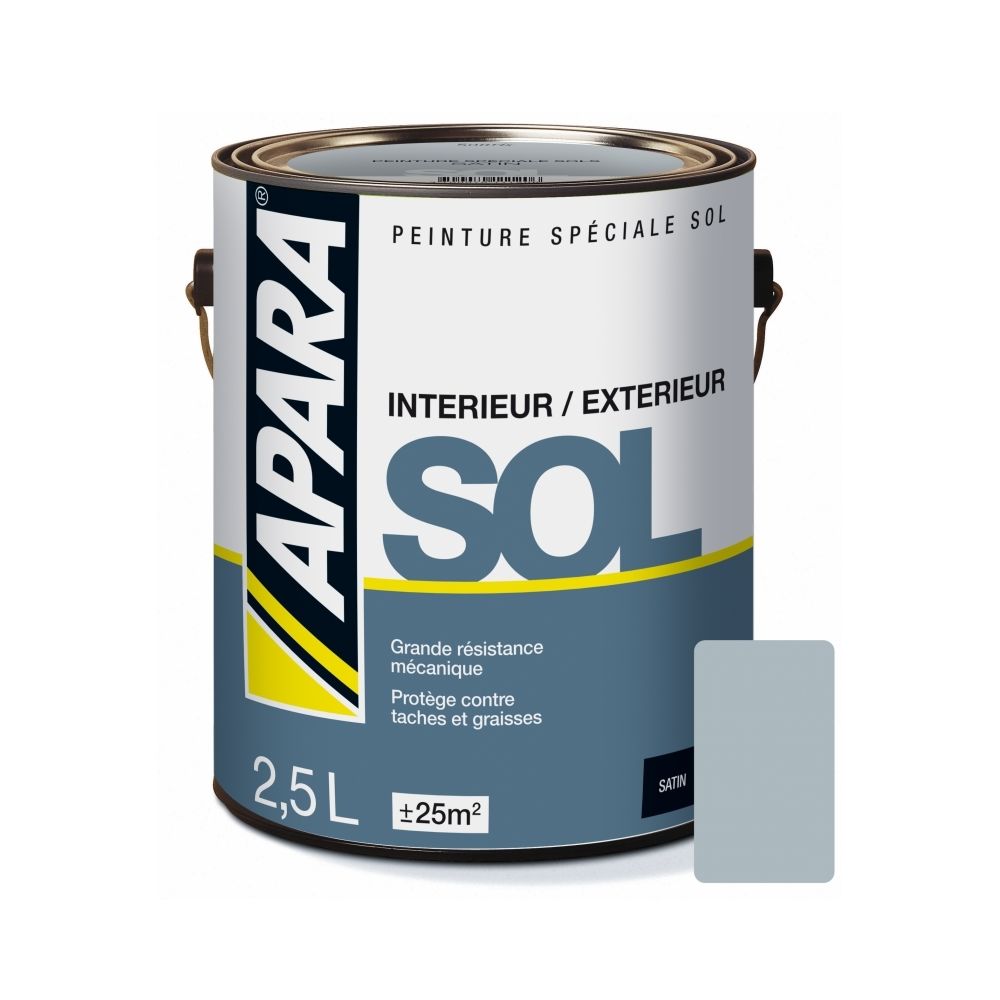 Apara - Peinture SOL SATIN-2.5 litres-Souris (RAL 7001) - Peinture & enduit rénovation