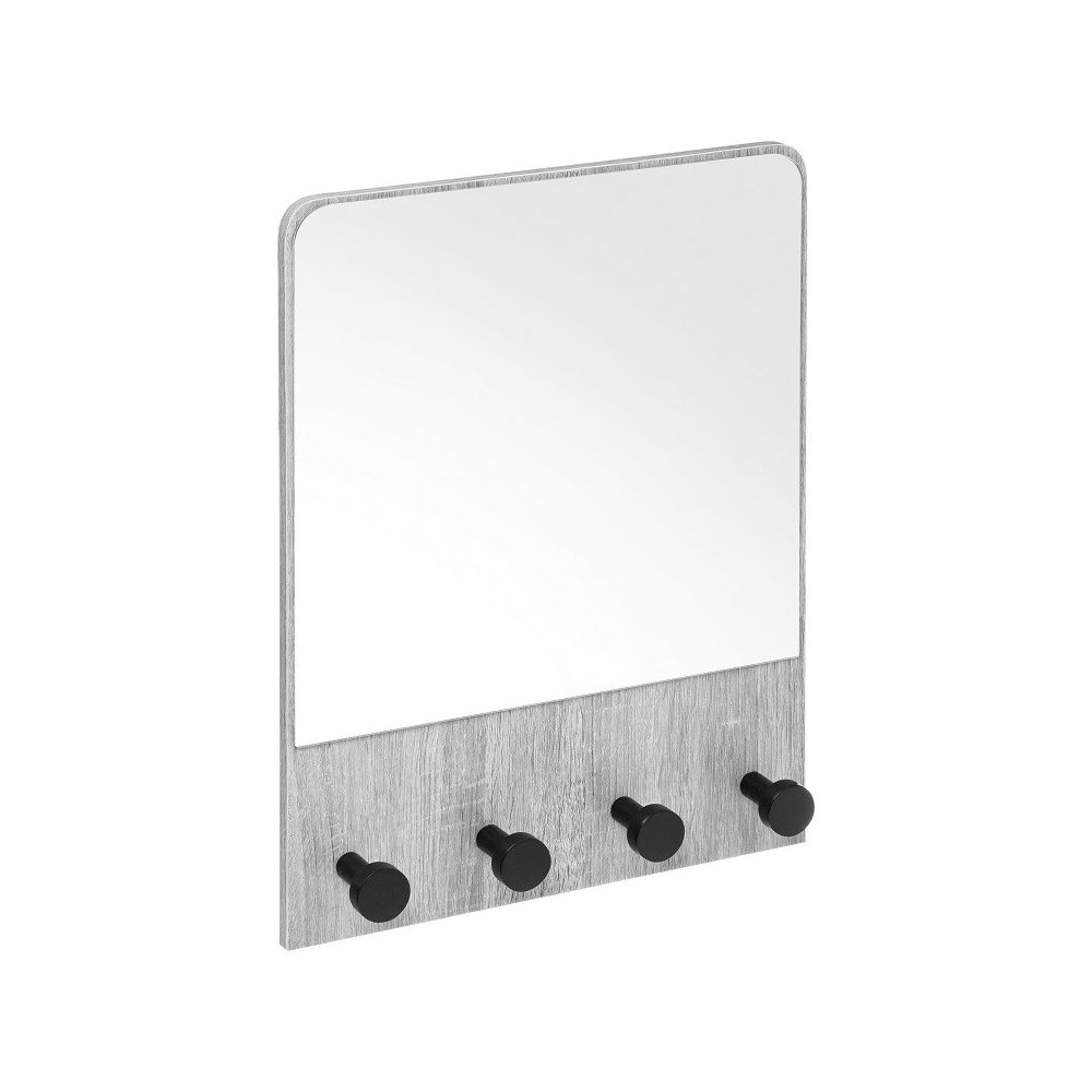 Five - Miroir mural bois gris 4 patères 5five - Miroir de salle de bain
