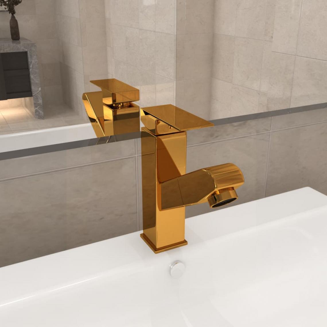 Vidaxl - vidaXL Robinet de lavabo rétractable Finition dorée 157x172 mm - Robinet de baignoire