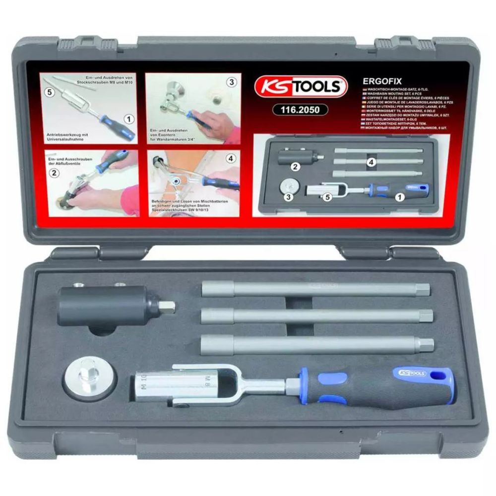 Ks Tools - KS Tools Kit d'outils de montage pour lavabo 6 pièces 116.2050 - Accessoires chaudière