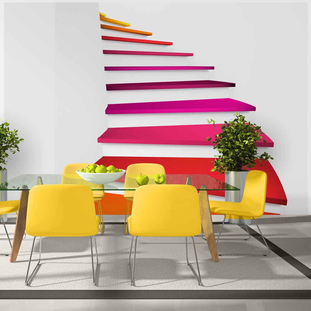 marque generique - 200x140 Papier peint Trompe l'oeil 3D et Perspective Distingué Colorful stairs - Papier peint