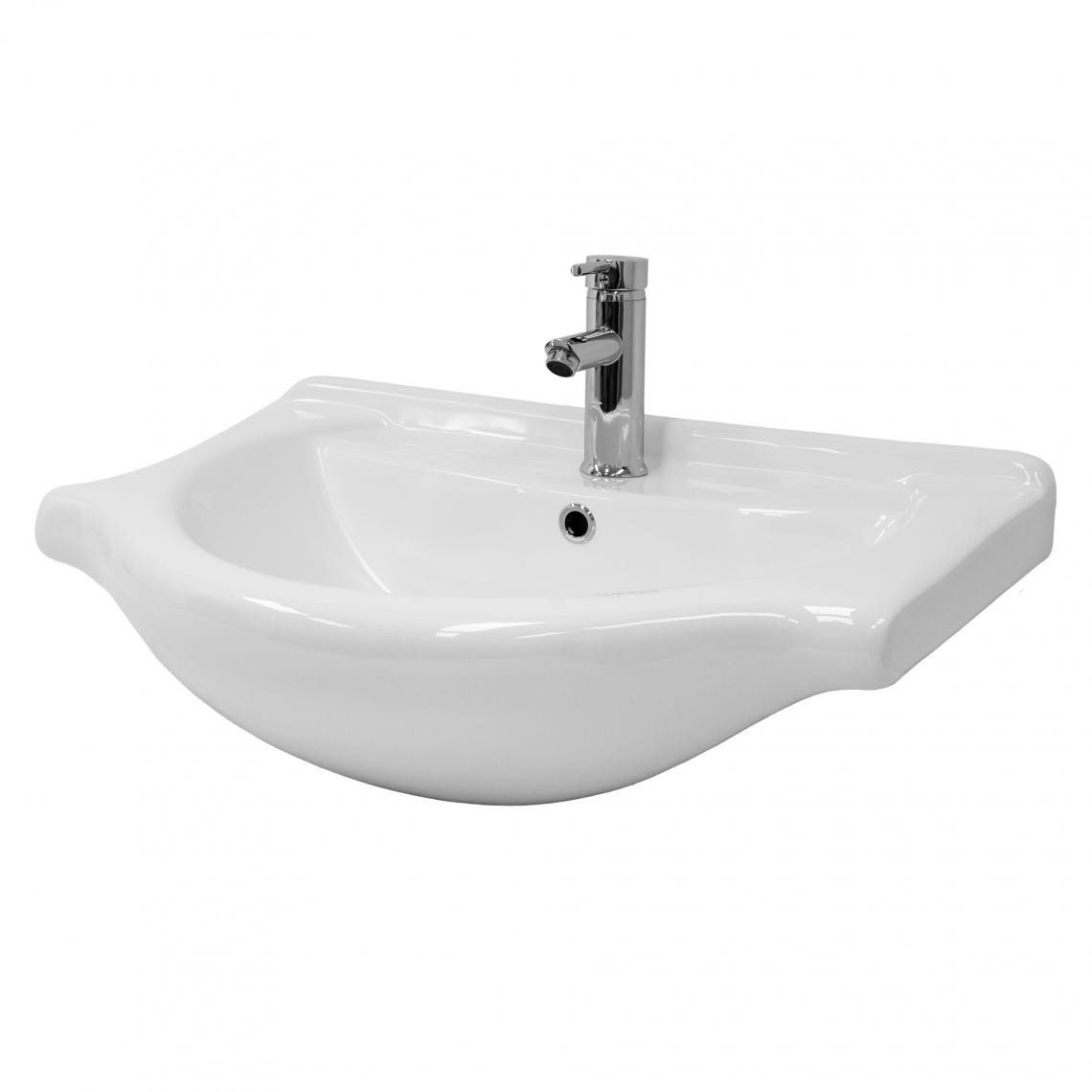 ML design modern living - Céramique lavabo blanc, brillant lavabo à poser 675x215x515 mm - Lavabo