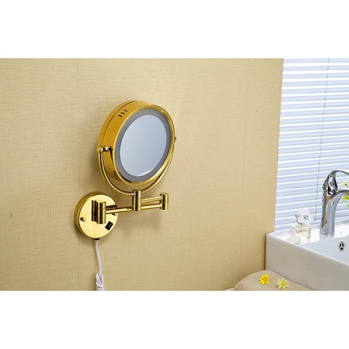 Universal - Miroir de salle de bains à LED Miroir de bain en or avec miroir de salle de bains en laiton de qualité Loupe 8 pouces |(Or) - Miroir de salle de bain