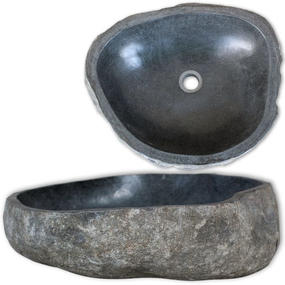 Vidaxl - Lavabo en pierre de rivière Ovale 46-52 cm | - Lavabo