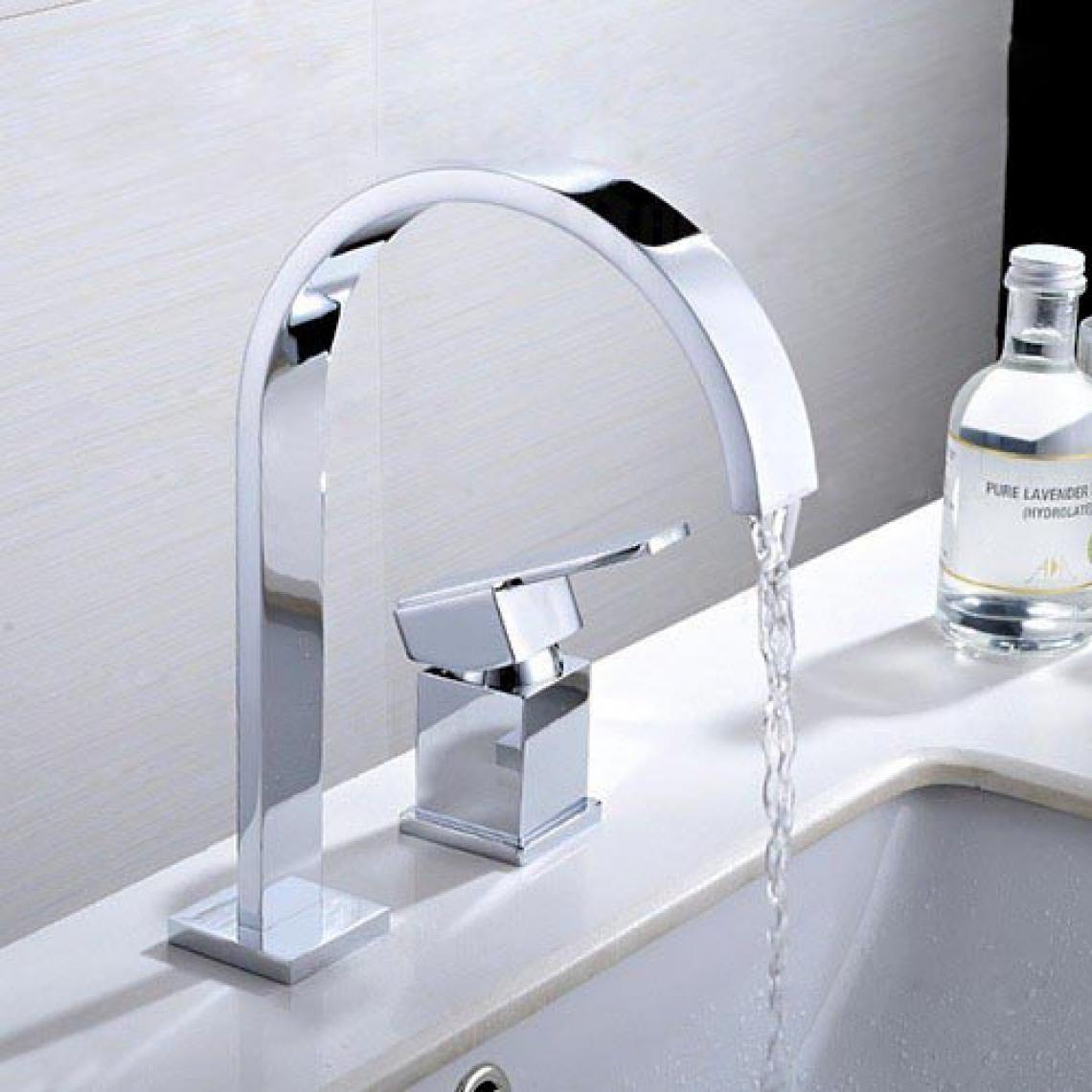 Kroos - Robinet lavabo mitigeur contemporain en chromé poli - Robinet de lavabo