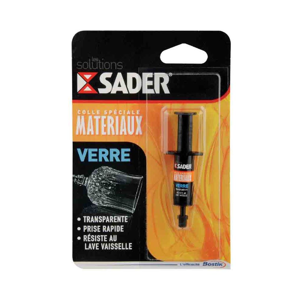 Sader - SADER - Colle à verre - seringue 2 ml - Mastic, silicone, joint