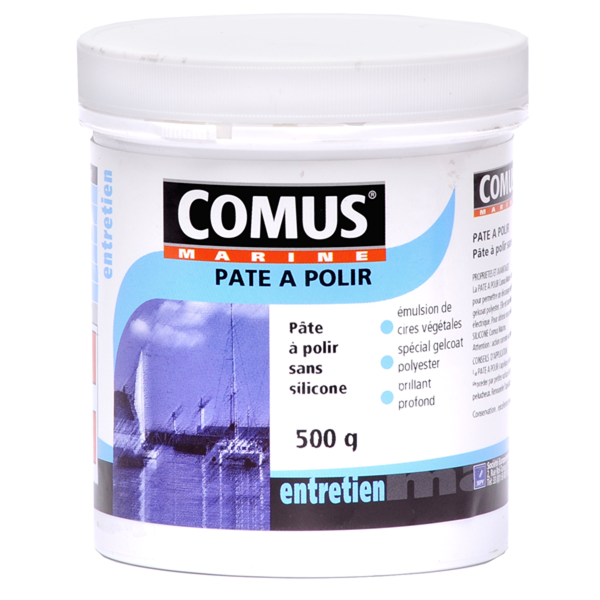Comus - PATE A POLIR SANS SILICONE 500G - Pâte abrasive sans silicone à base de cires végétales - COMUS MARINE - Mastic, silicone, joint