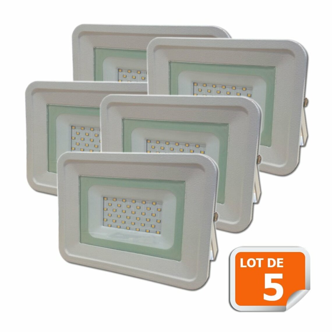 Lampesecoenergie - Lot de 5 LED Projecteur Lampe 30W Blanc 6000K IP65 Extra Plat - Boîtes d'encastrement