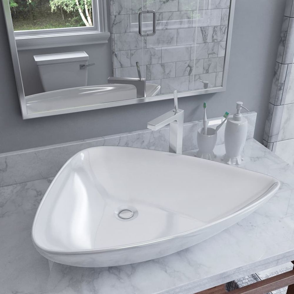 marque generique - Esthetique Éviers et lavabos ligne Amman Évier triangulaire Céramique Blanc 64,5 x 45,5 x 11,5 cm - Lavabo