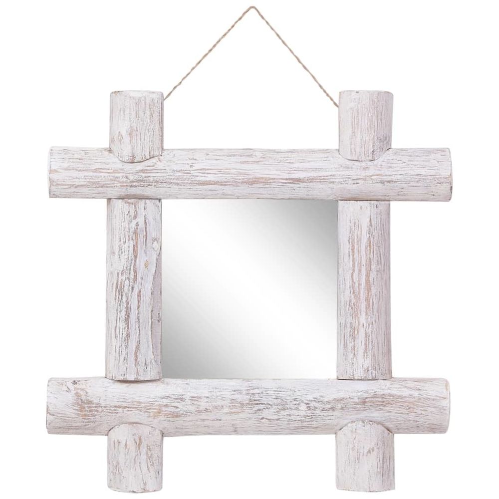marque generique - Icaverne - Miroirs reference Miroir à bûches Blanc 50x50 cm Bois de récupération massif - Miroir de salle de bain