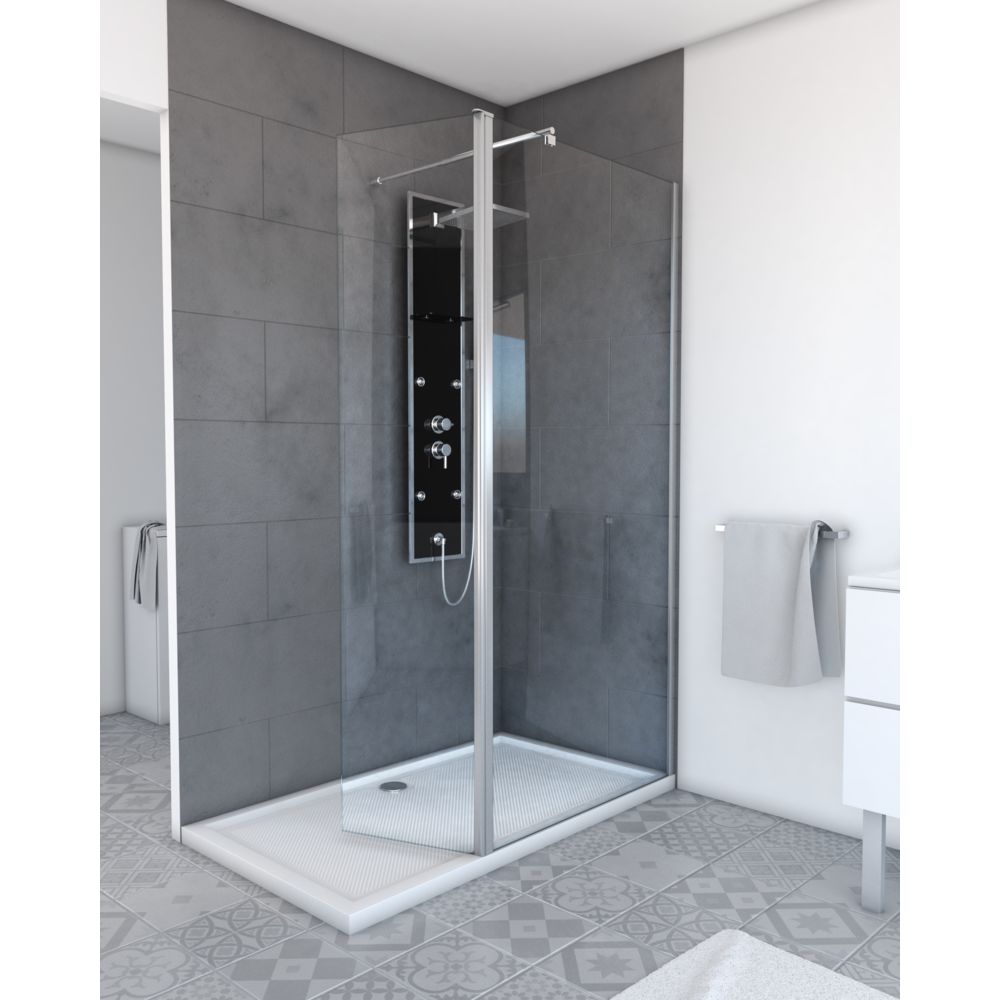 Aurlane - Volet pivotant pour paroi de douche à l'italienne transparent - 40x200cm VERRE TRANSPARENT 6mm - FREEDOM 2 PIVOT - Cabine de douche