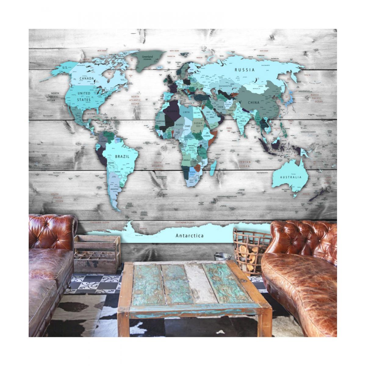 Artgeist - Papier peint - World Map: Blue Continents 150x105 - Papier peint