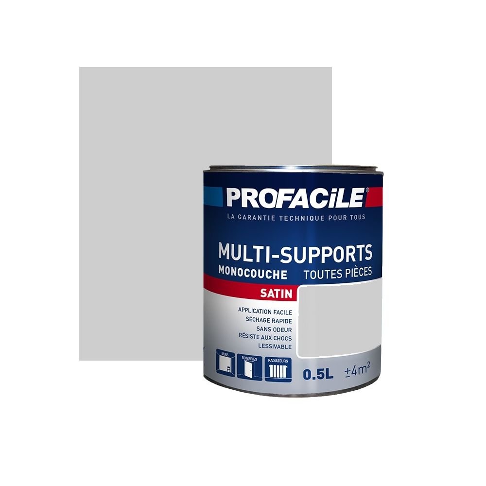 Profacile - Peinture intérieure multi-supports, PROFACILE-0.5 litre-Gris Galet - Peinture & enduit rénovation