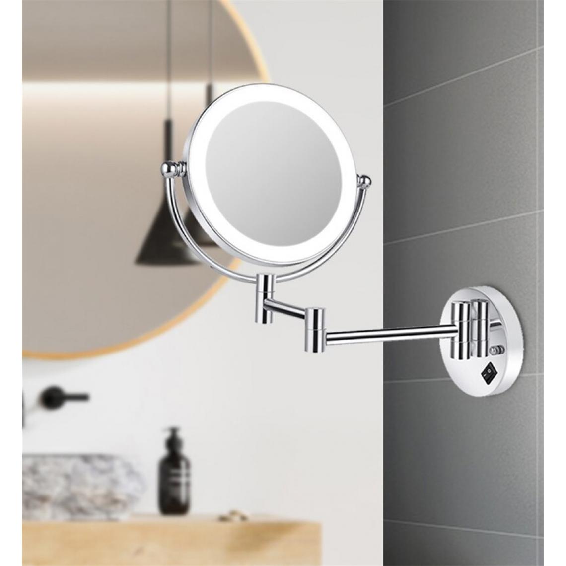 Universal - Miroir de salle de bains 8 pouces en laiton miroir LED lumière LED pliant miroir de maquillage miroir de maquillage cadeau pour madame |(Argent) - Miroir de salle de bain