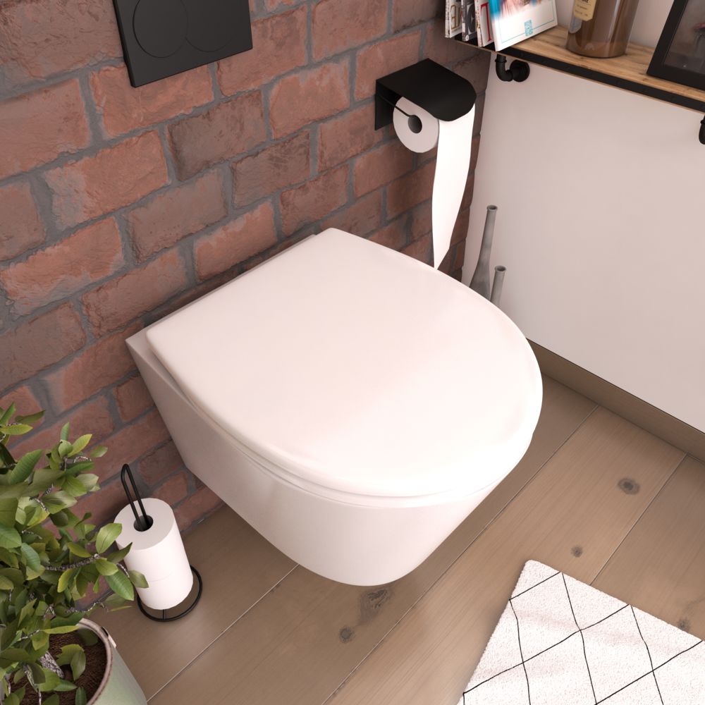 Galedo - Abattant pour WC blanc - Thermodur avec charnières en plastique déclipsable - SIMPLE WHITE - Abattant WC