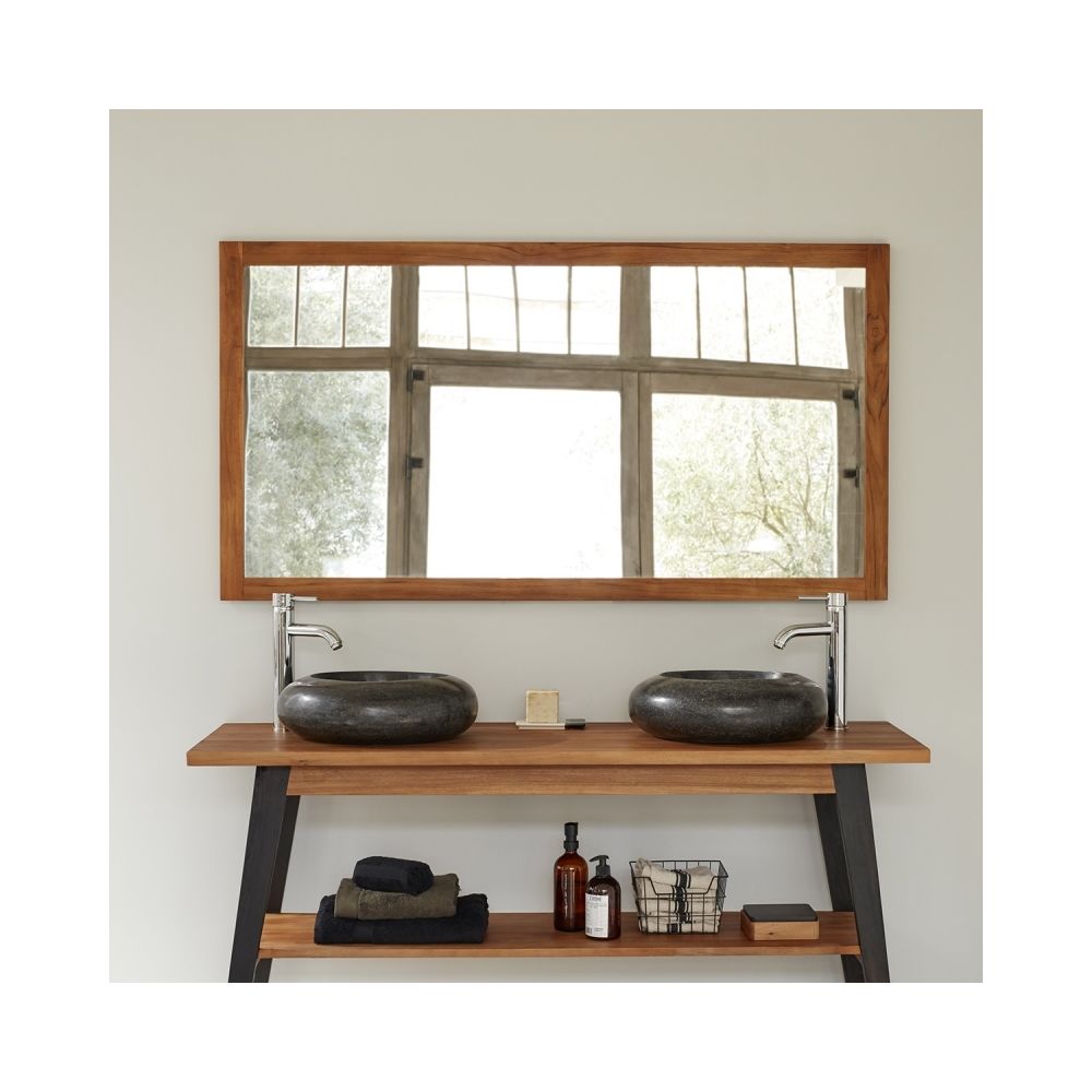 Bois Dessus Bois Dessous - Miroir en bois de teck 150 - Miroir de salle de bain
