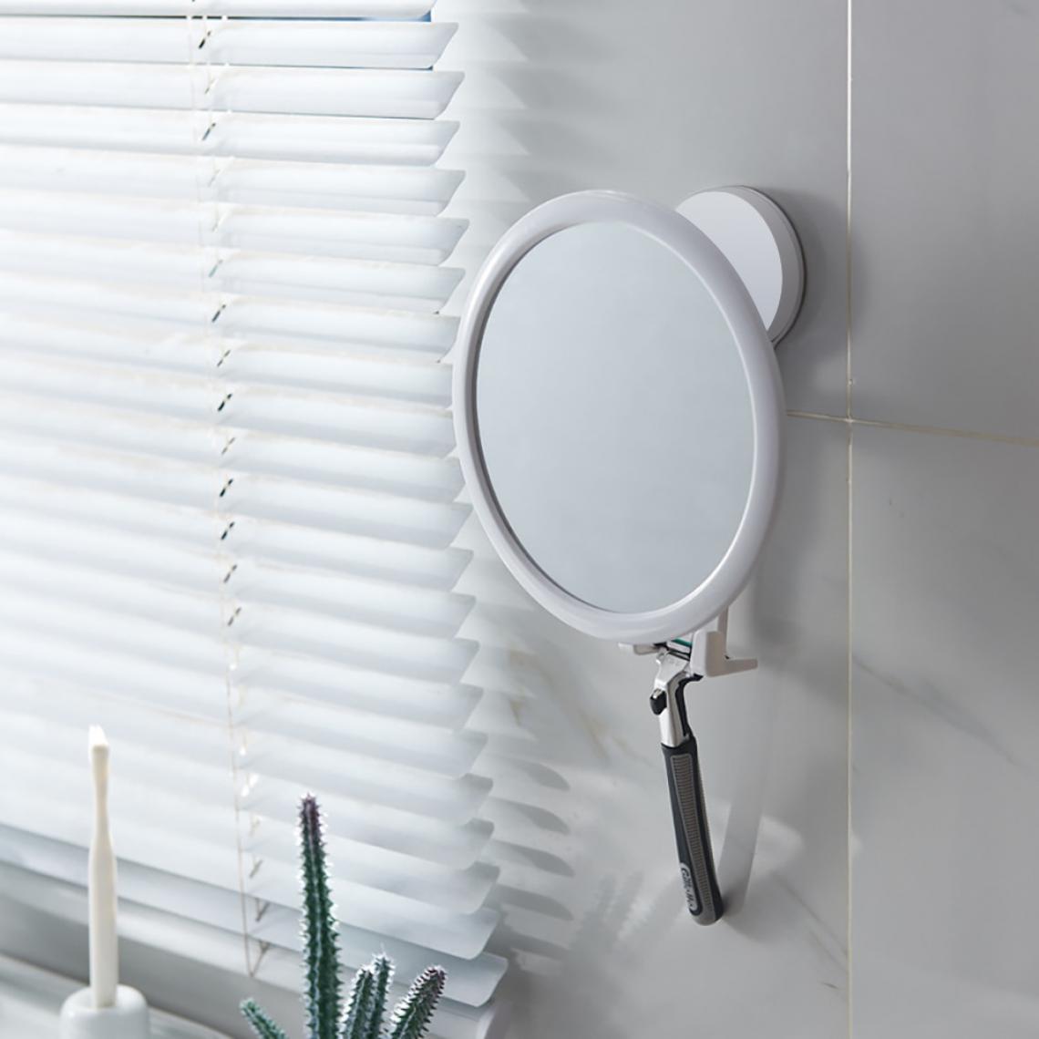 Universal - Miroir de salle de bains tournant à 360 degrés Ventouse Baignoire Miroir de maquillage Imperméable à l'eau Douche de salle de bains avec porte-rasoir(blanche) - Miroir de salle de bain