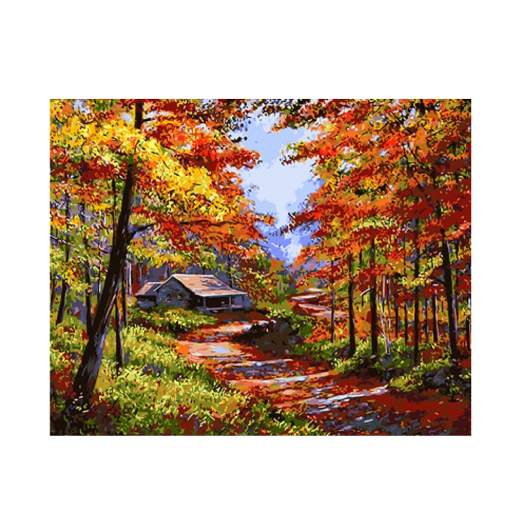 marque generique - peinture de diy peinture sans cadre par numéros kit huile toile photo paysage d'automne - Fibre de verre & papier à peindre