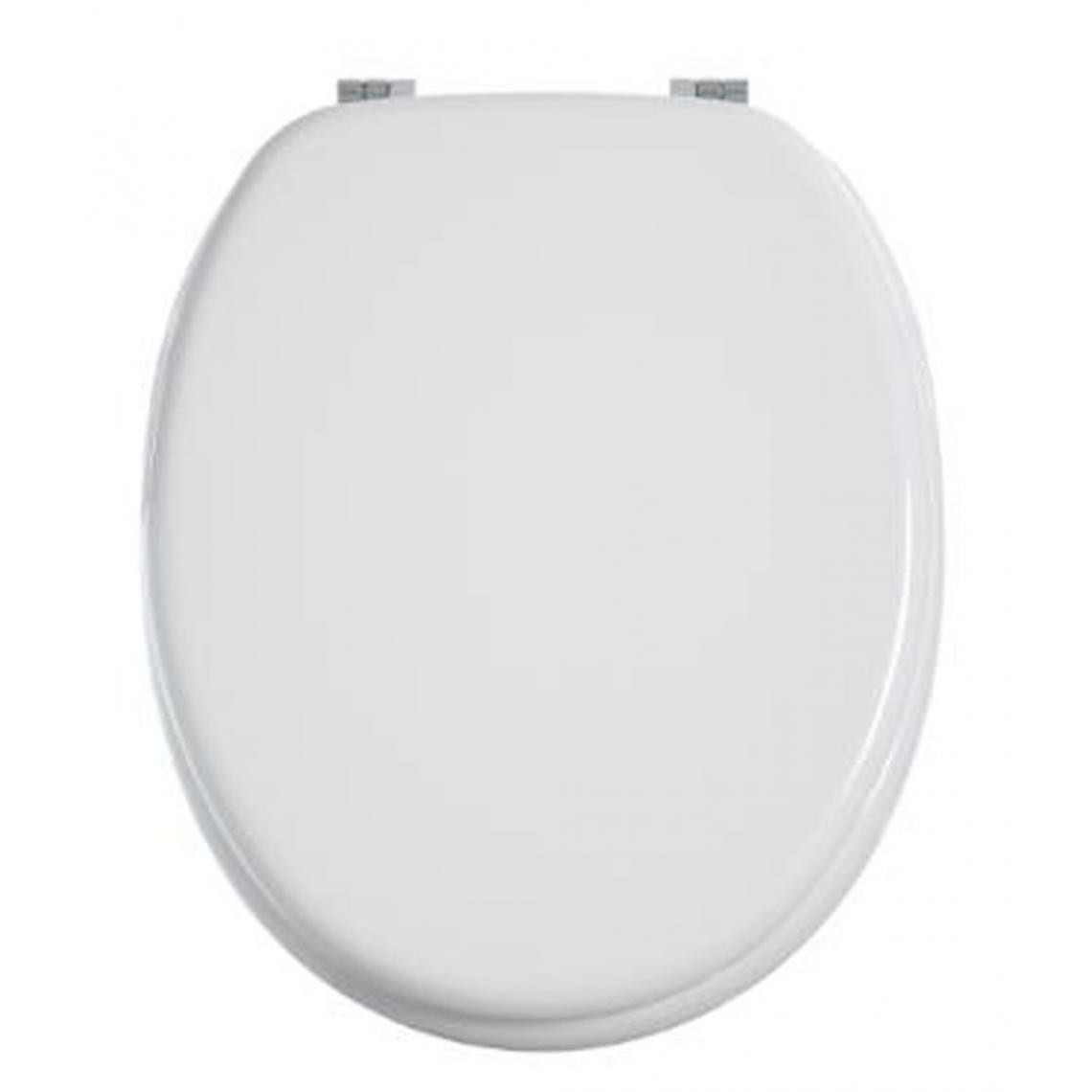 Pegane - Abattant WC en bois et zinc coloris blanc, L 37 x P 43 cm - Abattant WC