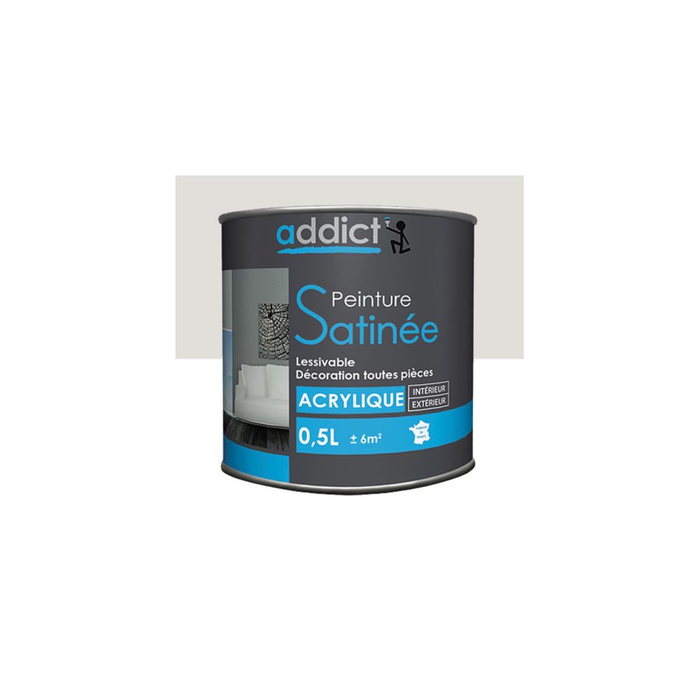 Addict - Peinture acrylique de décoration Satinée 0,5 L - Cendre - ADD111281 - Addict - Peinture extérieure
