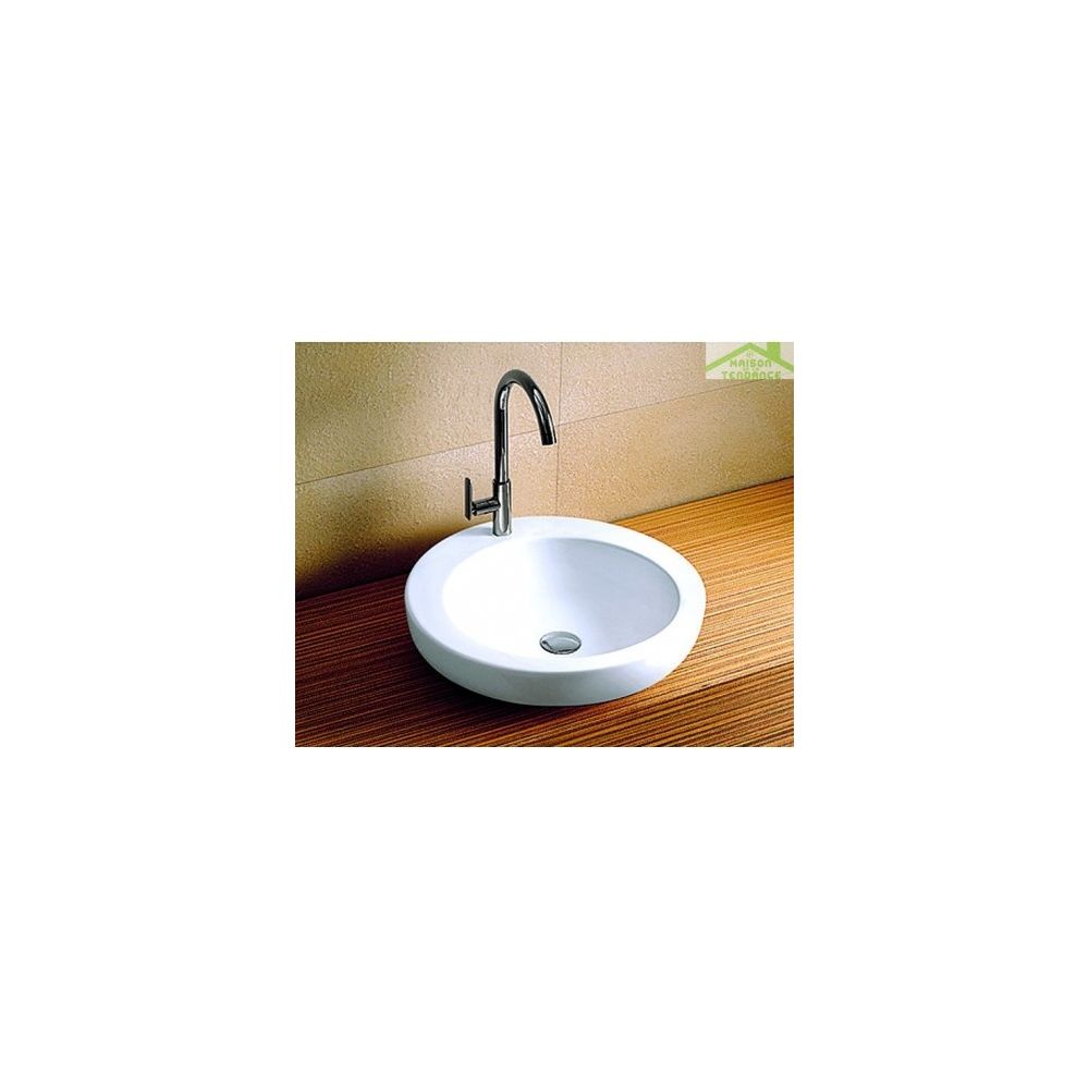 Karag - Vasque rond à poser sur un meuble de bain 45x45x12 cm en porcelaine - Lavabo