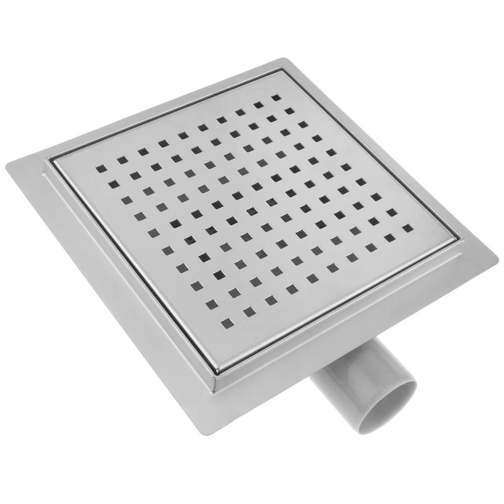 Primematik - Caniveau de drainage de douche carré 20 cm en acier inoxydable avec grille - Grille d'aération