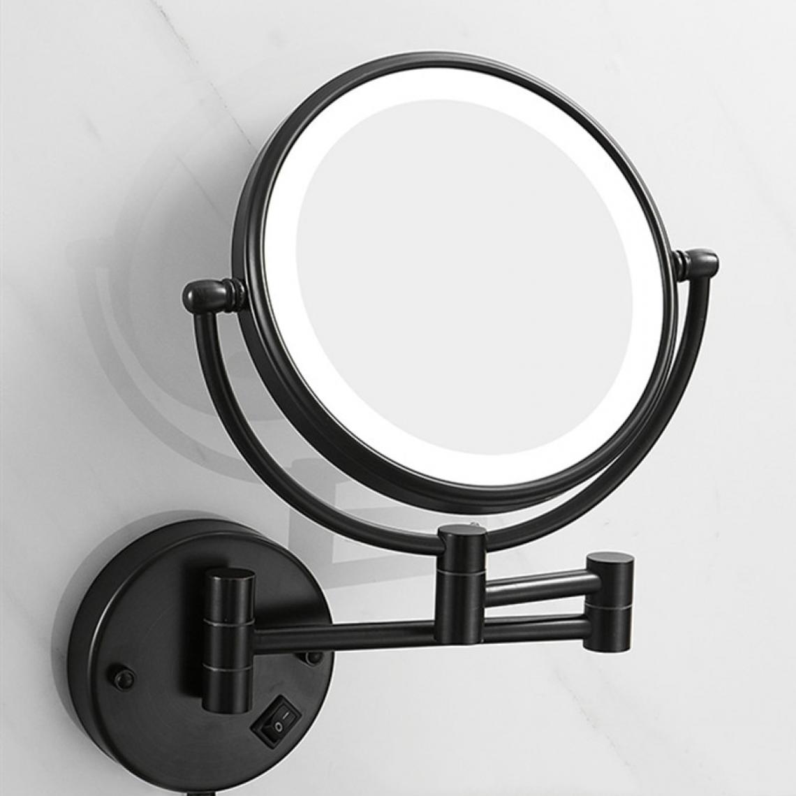 Universal - Miroir de maquillage en laiton noir LED extension pliant montage mural double face LED lumière miroir agrandissement miroir de bain | Miroir de bain(Le noir) - Miroir de salle de bain