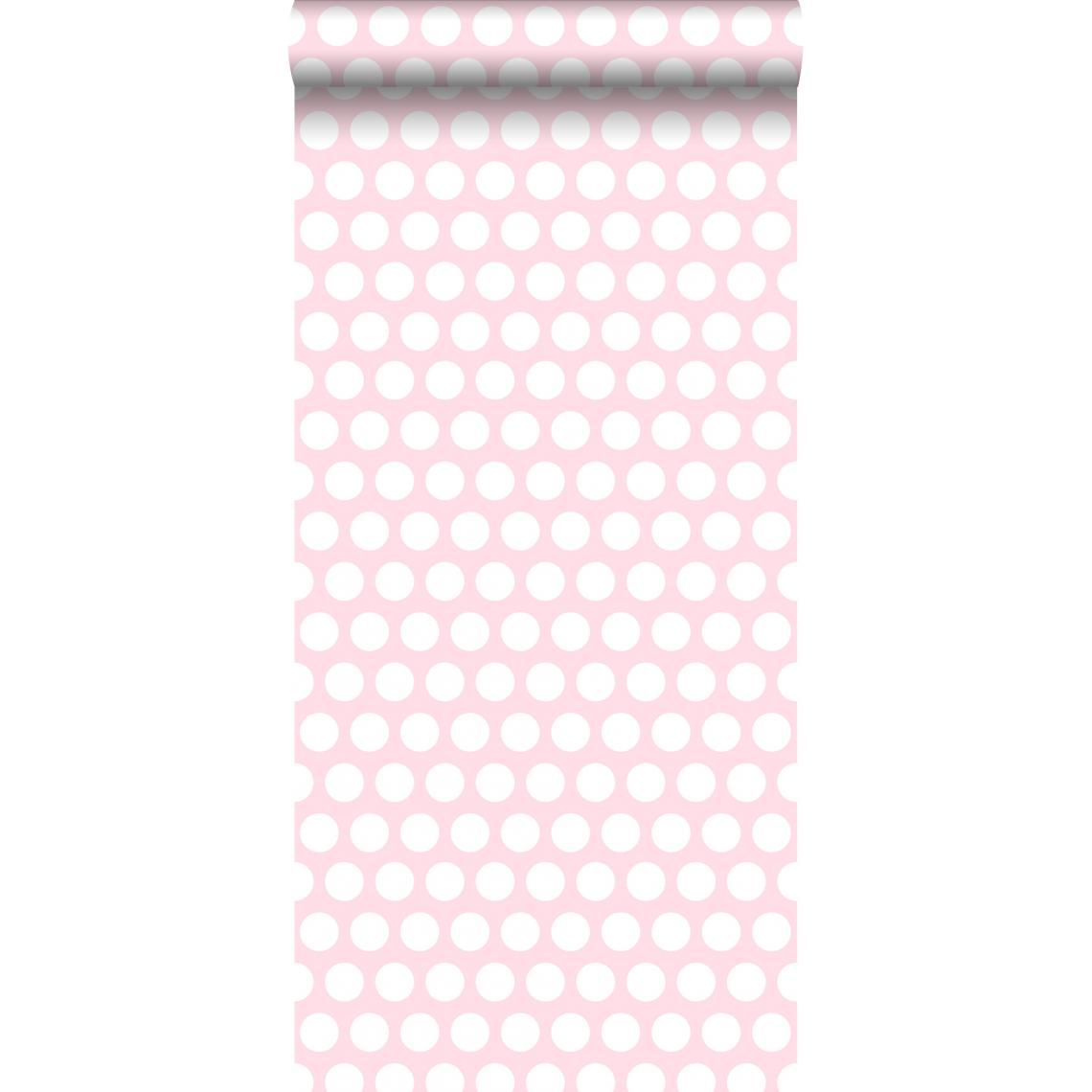 ESTAhome - ESTAhome papier peint à motif de petits points rose clair - 138721 - 53 cm x 10,05 m - Papier peint