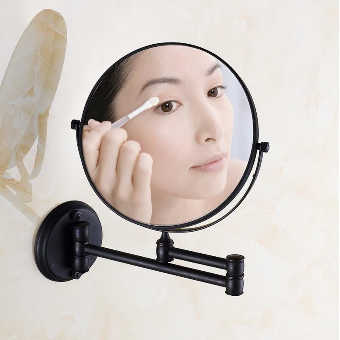 Universal - Miroir de toilette en bronze noir, miroir de toilette en cuivre, miroir de maquillage pliant, miroir double face, miroir de maquillage.(Le noir) - Miroir de salle de bain