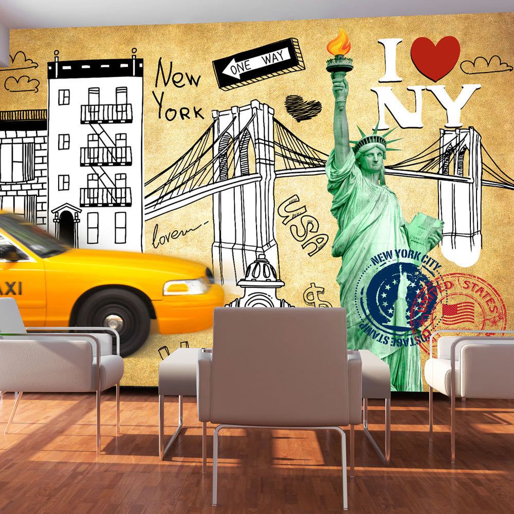 Bimago - Papier peint - One way - New York - Décoration, image, art | Street art | - Papier peint