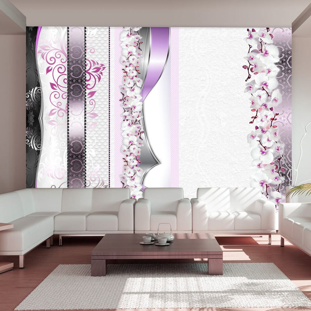 marque generique - 100x70 Papier peint Orchidées Fleurs Joli Parade of orchids in violet - Papier peint