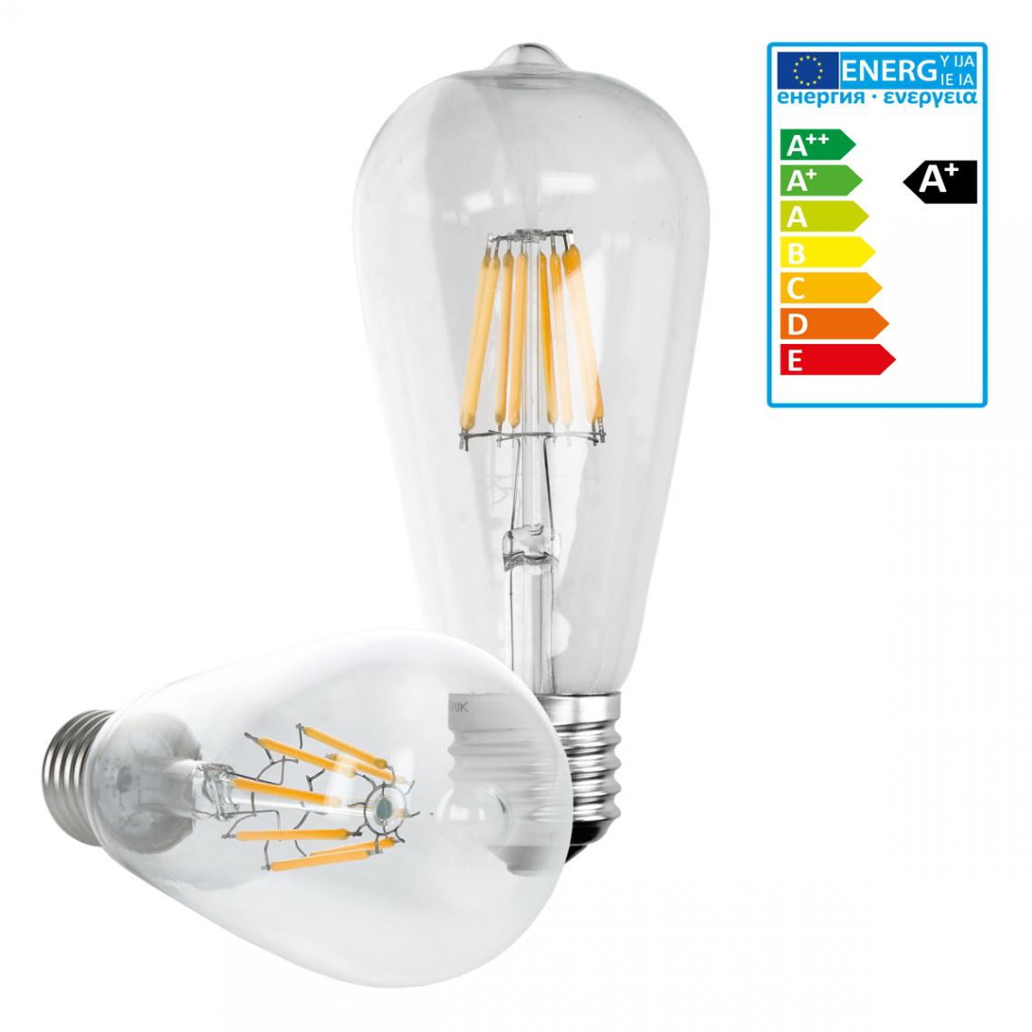 Ecd Germany - ECD Germany 5 x LED Filament de l'ampoule E27 classique Edison 8W 816 lumens angle de faisceau 120 ° AC 220-240 reste caché et remplace environ 45W lampe incandescente blanc chaud - Ampoules LED