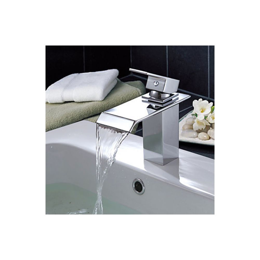 Lookshop - Robinet d'évier cascade avec bec large, finition chromée pour un style contemporain - Robinet de lavabo