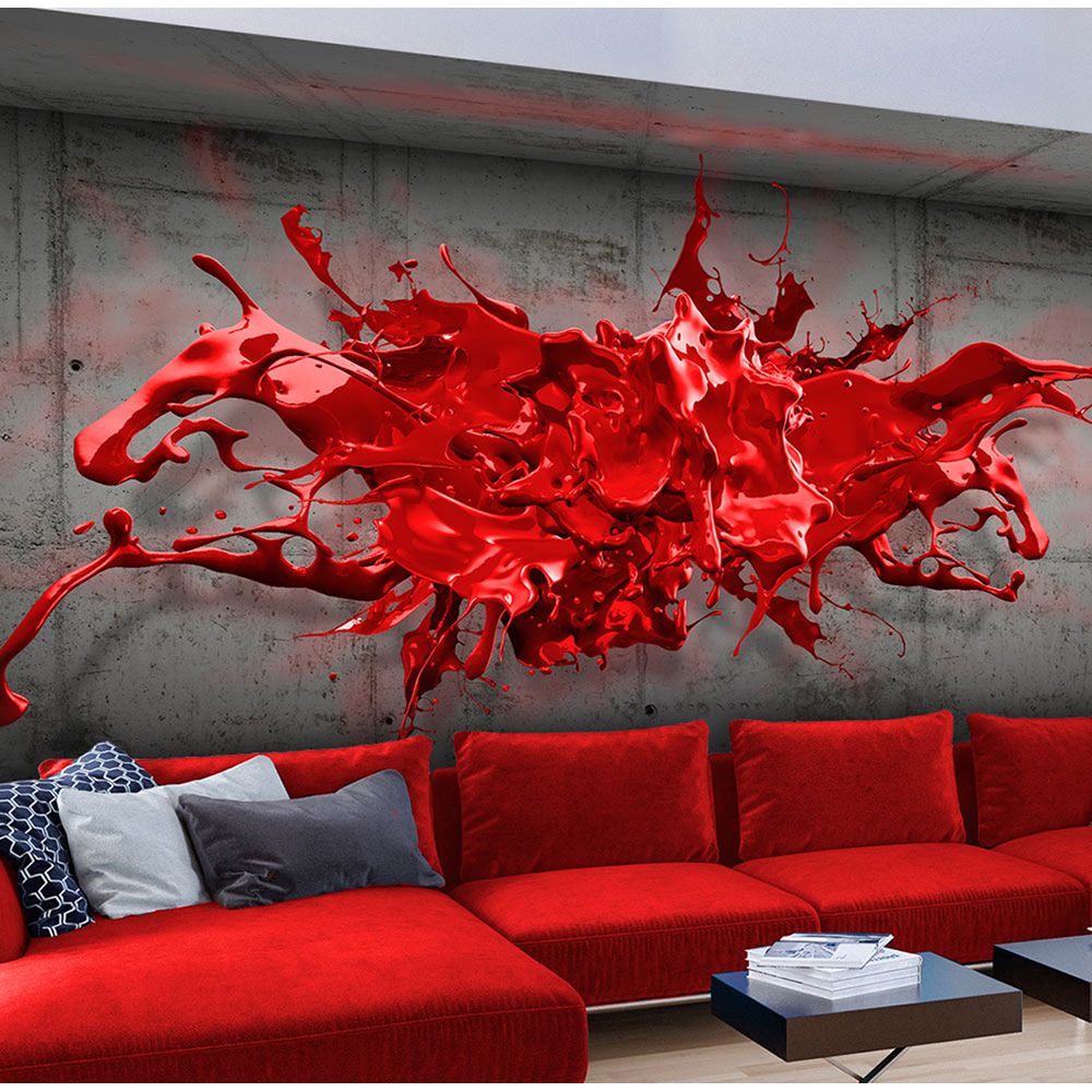 Pegane - Papier peint - Red Ink Blot - 150 x 105 cm - Papier peint