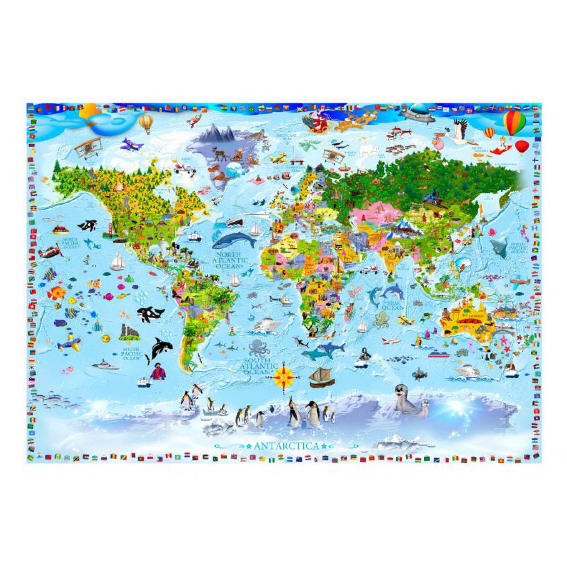Artgeist - Papier peint - World Map for Kids .Taille : 250x175 - Papier peint