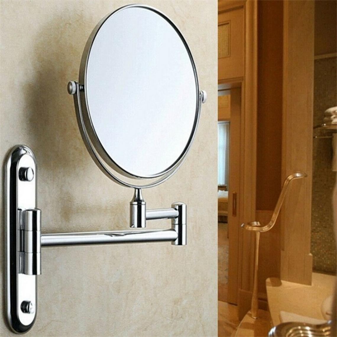 Universal - Loupe installée miroir rond commode composée rasage pliant toilette miroir maquillage gratuit mur installé | miroir de bain(Argent) - Miroir de salle de bain