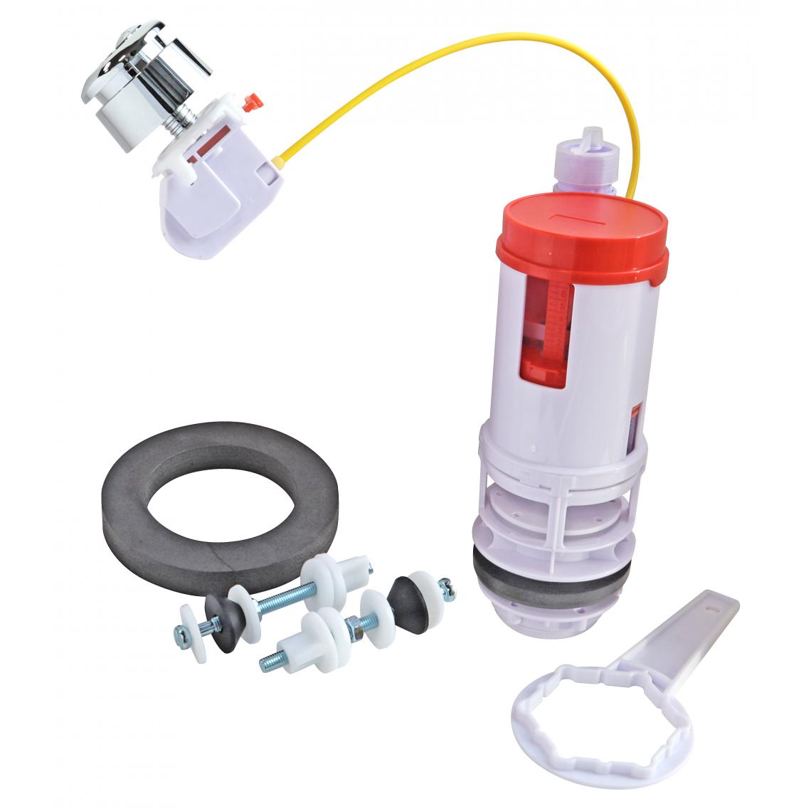 Somatherm For You - Mécanisme à câble pour WC double chasse 3/6 litres - Bouton poussoir chromé - Chasse d'eau