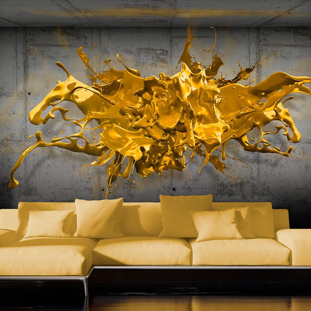 marque generique - 200x140 Papier peint Moderne Abstractions Magnifique Yellow Splash - Papier peint