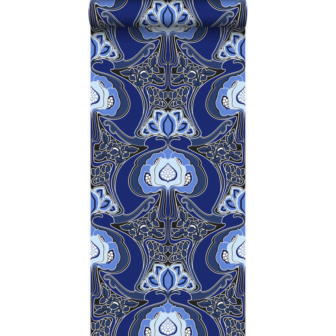 Origin - Origin papier peint motif floral Art Nouveau bleu royal - 347211 - 53 cm x 10,05 m - Papier peint