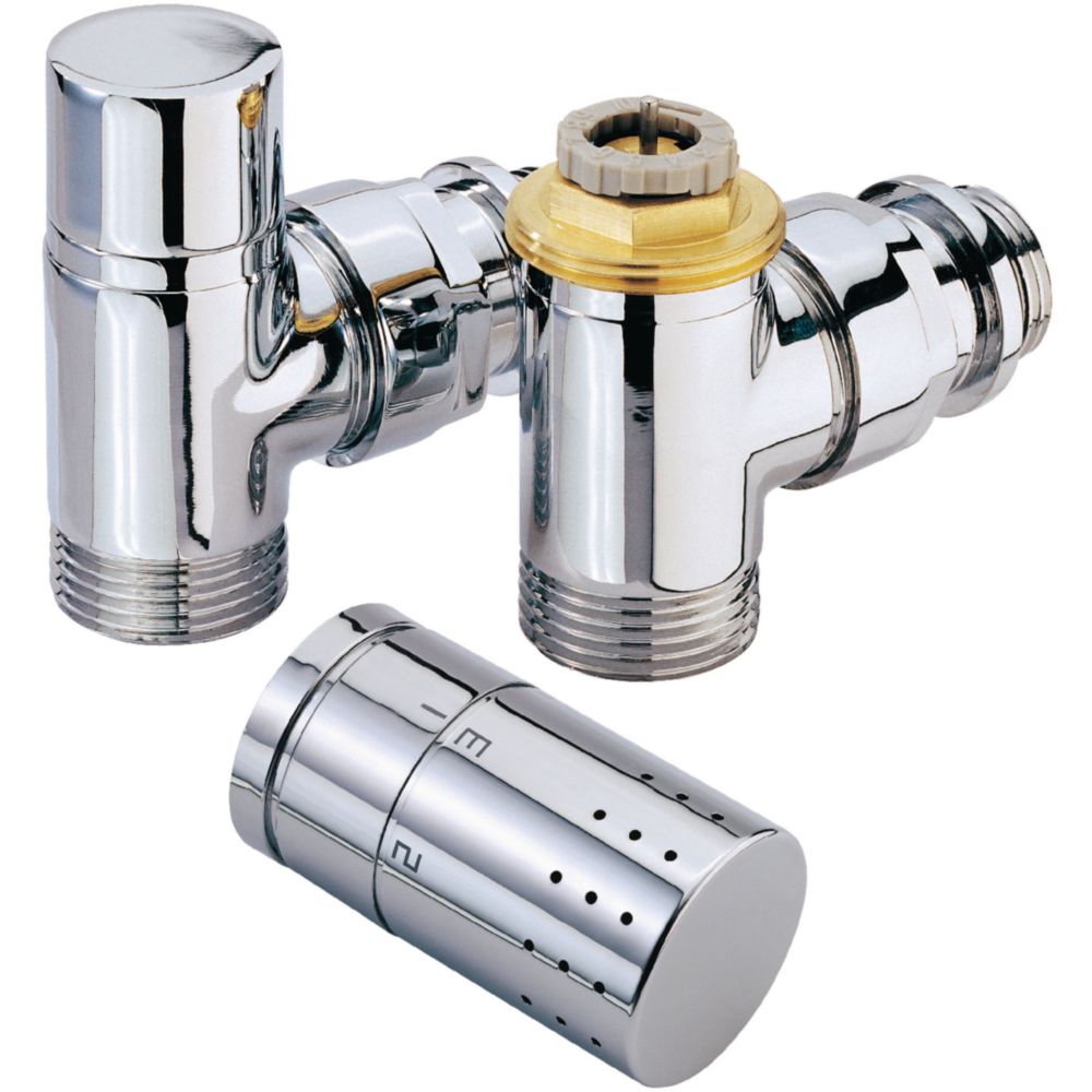 Alterna - kit robinet radiateur - thermostatique - design - chrome - equerre - 15 x 21 - alterna kit2th - Tuyau de cuivre et raccords