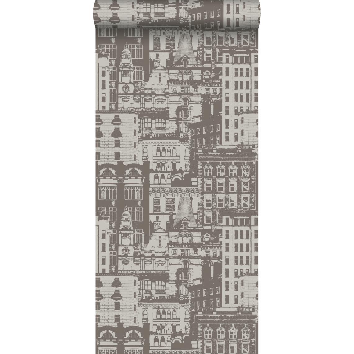 ESTAhome - ESTAhome papier peint bâtiments marron - 138225 - 53 cm x 10,05 m - Papier peint