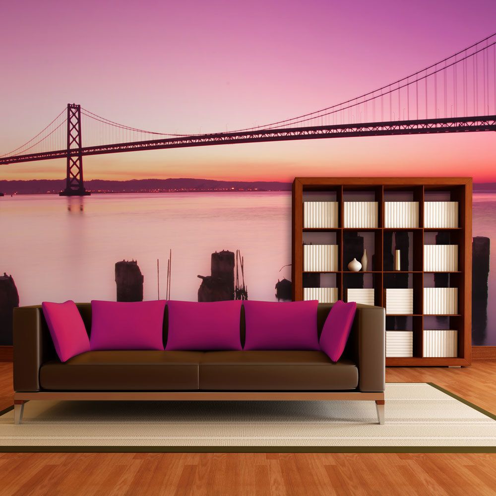 Bimago - Papier peint | Baie de San Francisco en violet, Californie | 350x270 | Ville et Architecture | San Francisco | - Papier peint