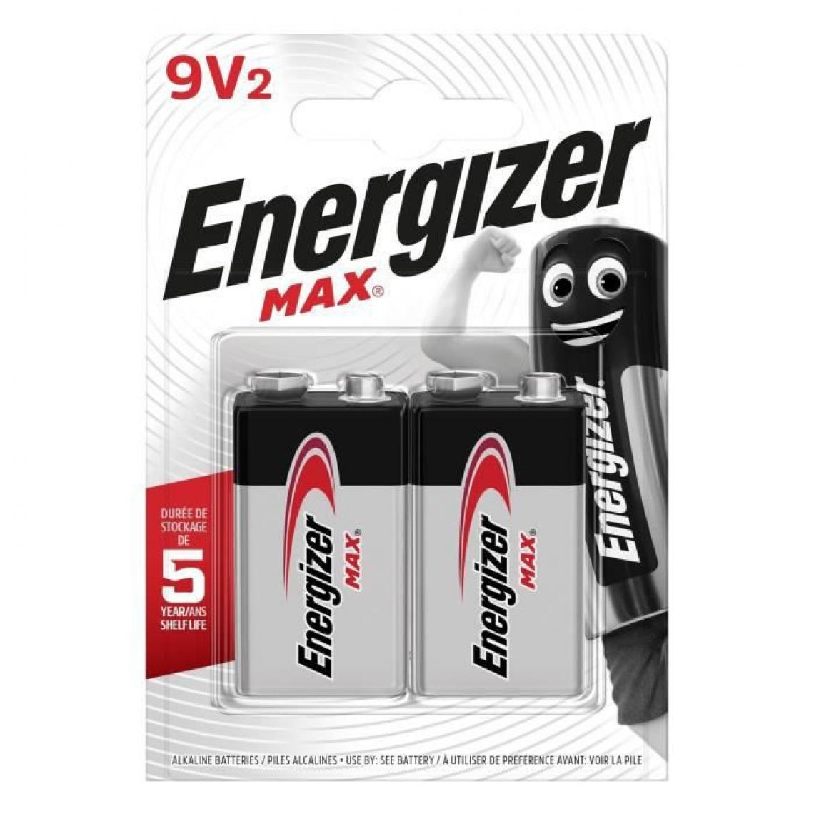 Energizer - Piles Alcalines Energizer Max 9V, pack de 2 - Piles rechargeables